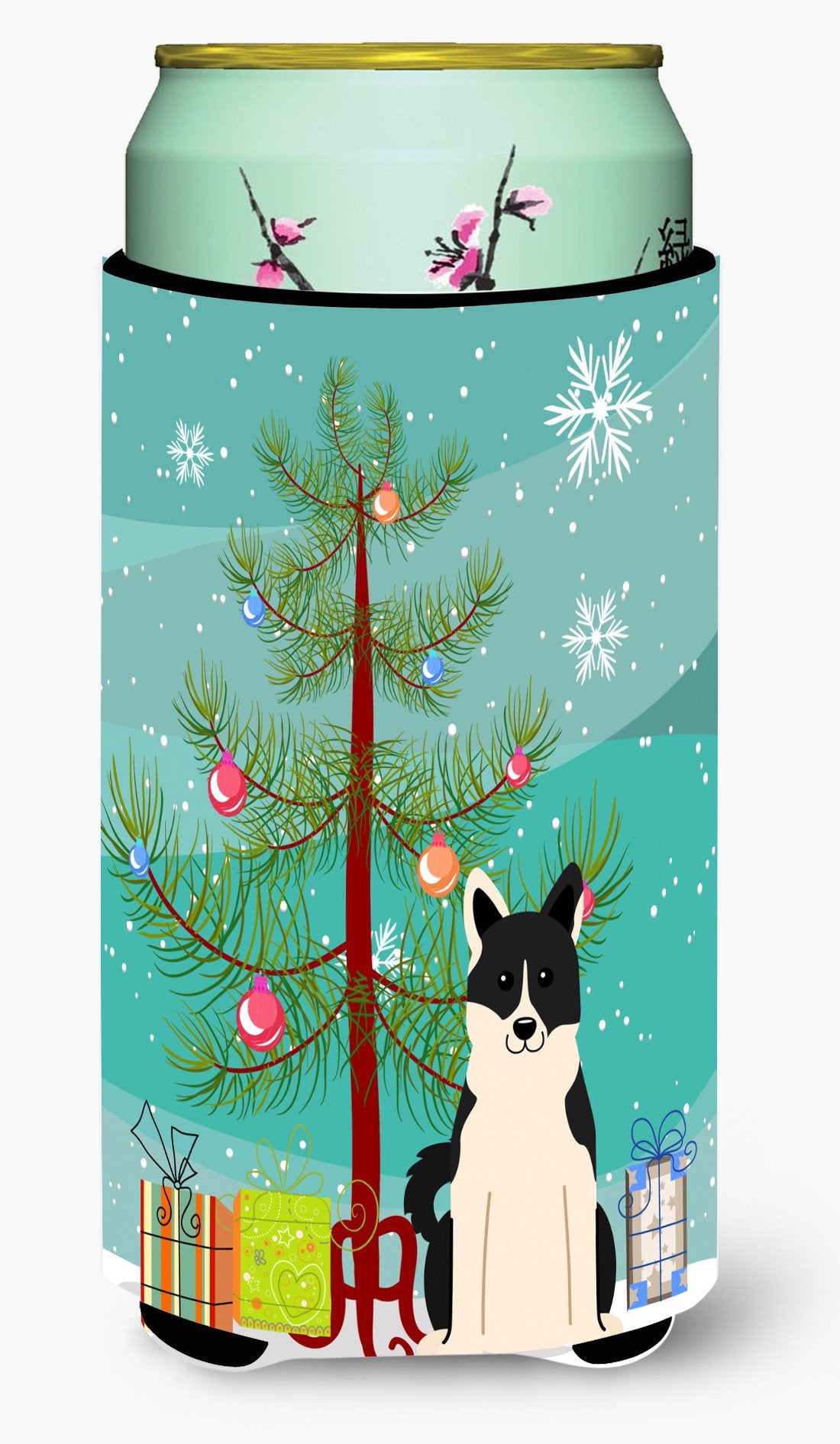 Merry Christmas Tree Russo-European Laika Spitz Tall Boy Beverage Insulator Hugger BB4154TBC by Caroline's Treasures