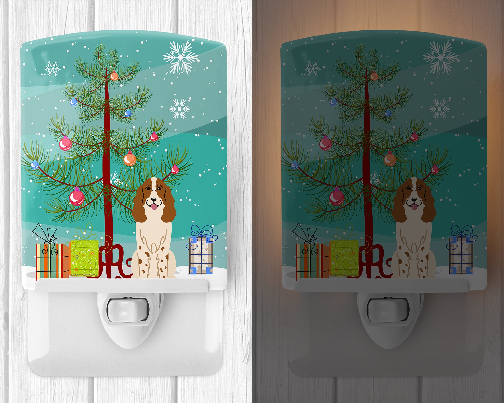 Merry Christmas Tree Russian Spaniel Ceramic Night Light BB4156CNL - the-store.com