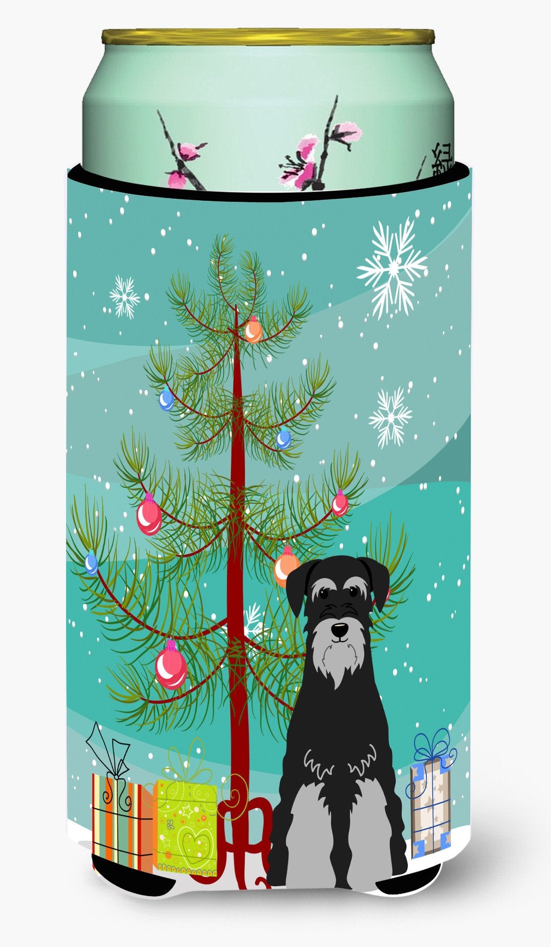 Merry Christmas Tree Standard Schnauzer Black Grey Tall Boy Beverage Insulator Hugger BB4159TBC by Caroline's Treasures