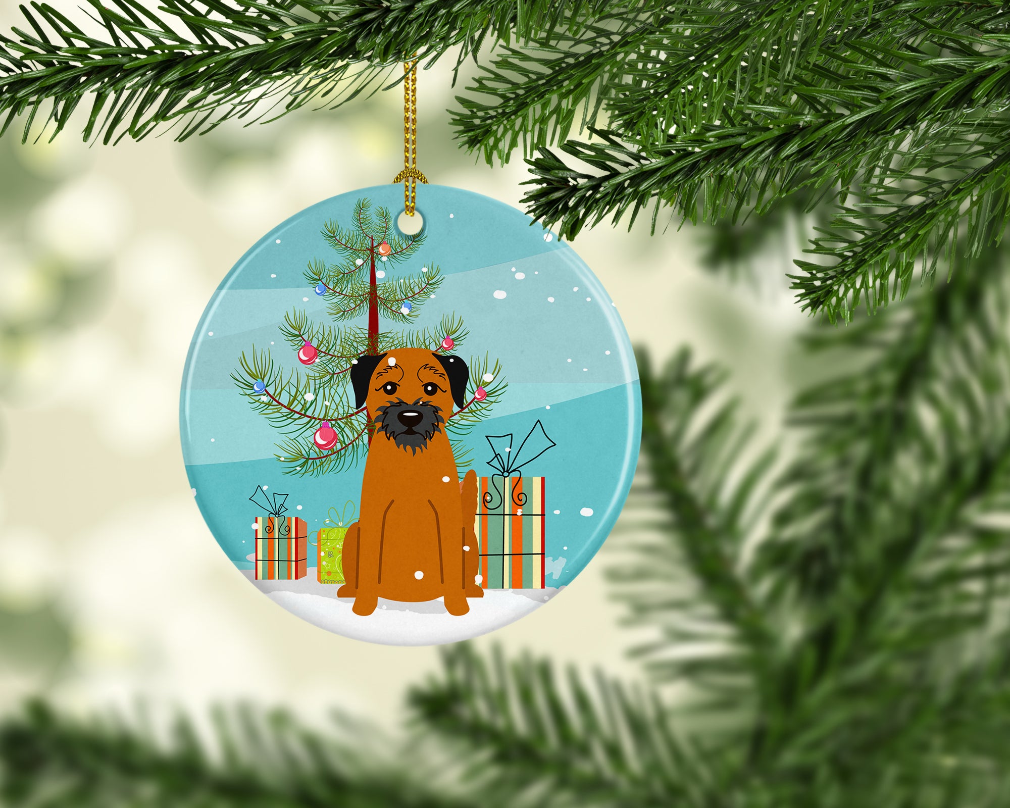 Merry Christmas Tree Border Terrier Ceramic Ornament BB4164CO1 - the-store.com