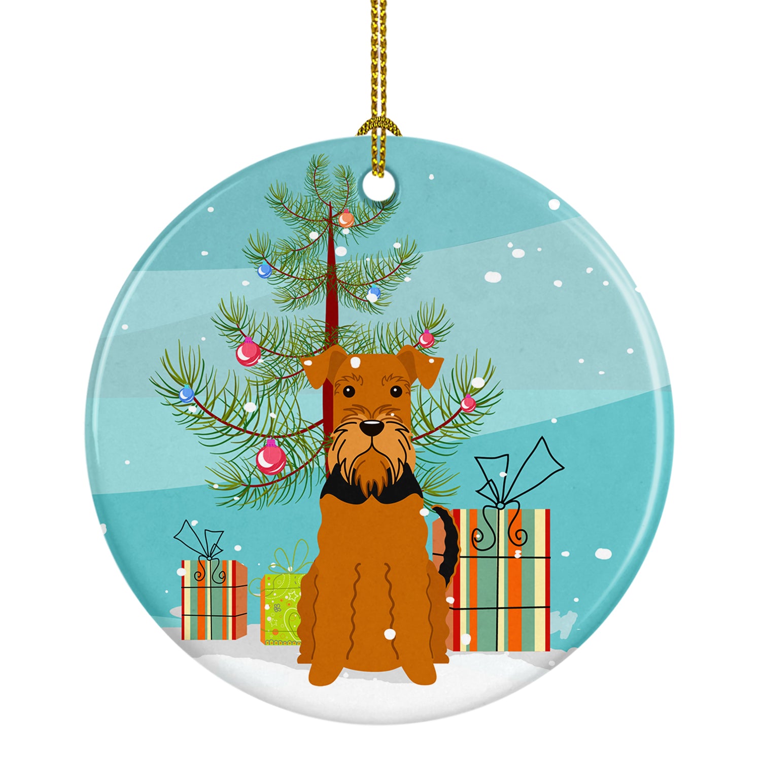 Merry Christmas Tree Airedale Ceramic Ornament BB4166CO1 - the-store.com