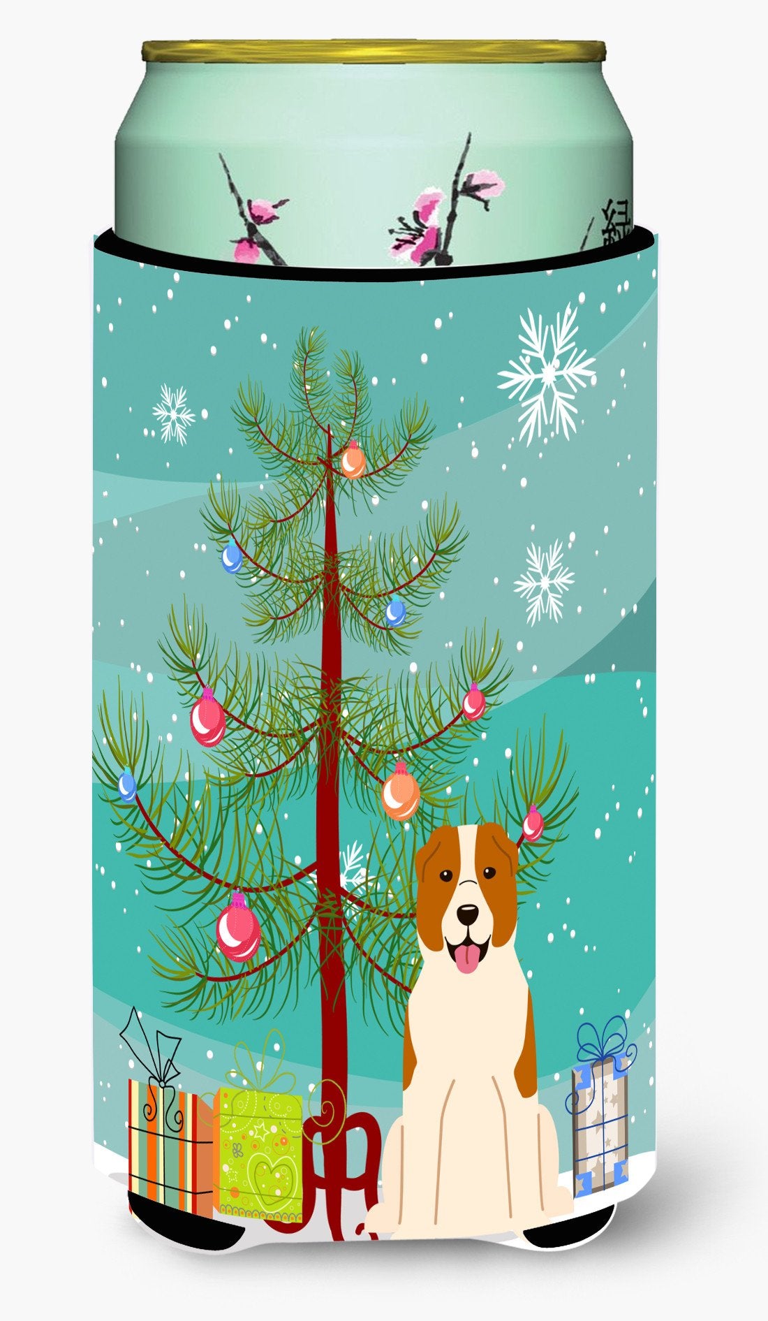 Merry Christmas Tree Central Asian Shepherd Dog Tall Boy Beverage Insulator Hugger BB4174TBC by Caroline's Treasures