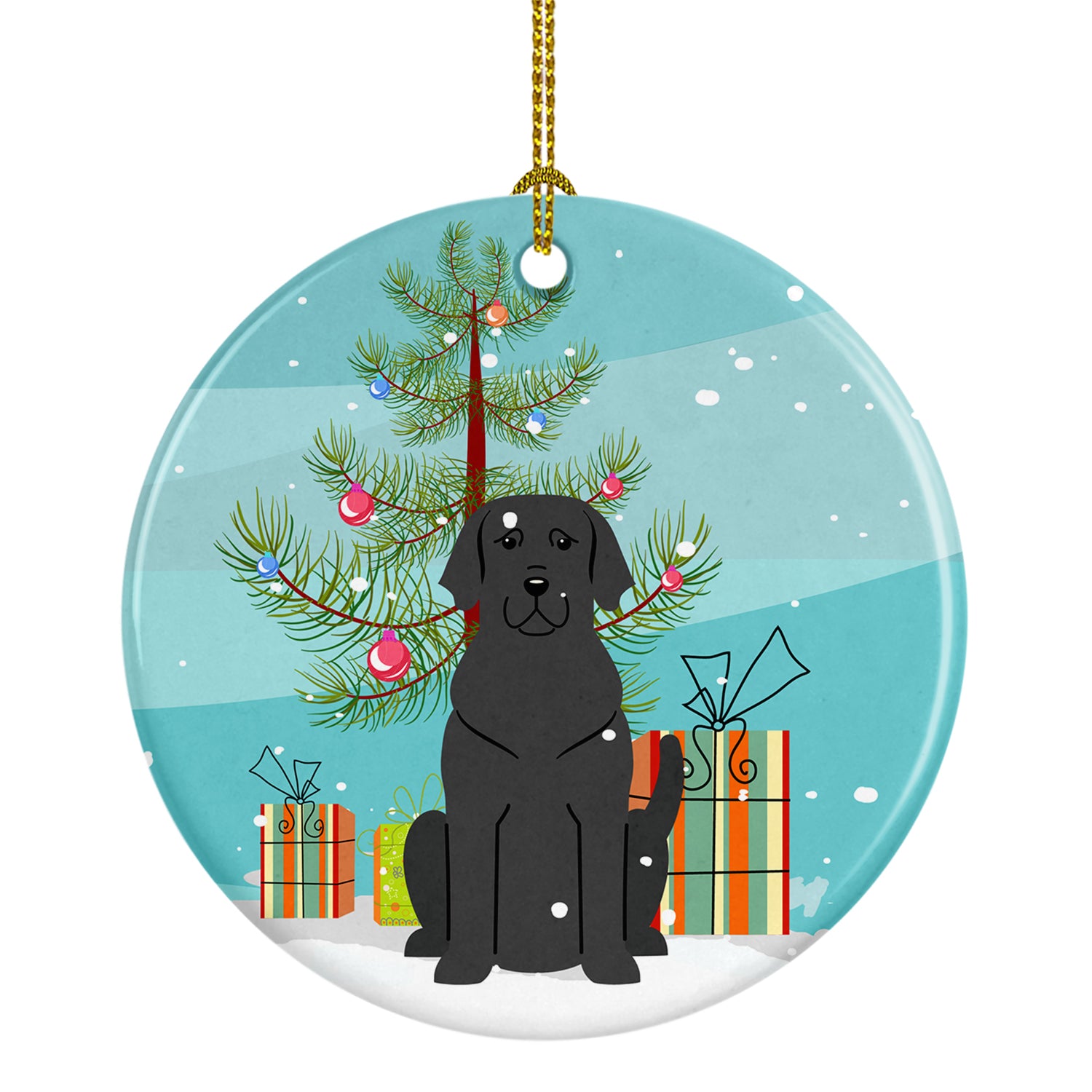 Merry Christmas Tree Black Labrador Ceramic Ornament BB4182CO1 - the-store.com