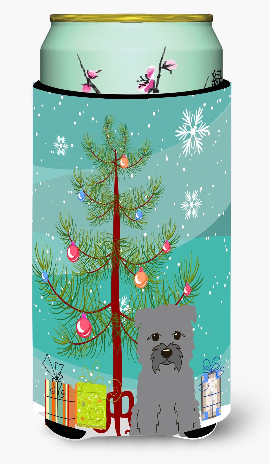 Merry Christmas Tree Glen of Imal Grey Tall Boy Beverage Insulator Hugger BB4184TBC by Caroline's Treasures