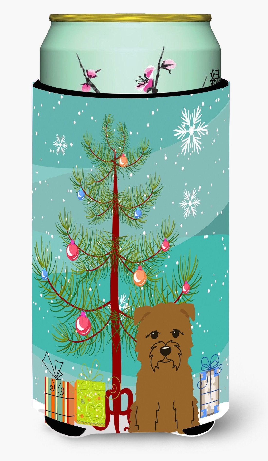 Merry Christmas Tree Glen of Imal Tan Tall Boy Beverage Insulator Hugger BB4185TBC by Caroline's Treasures
