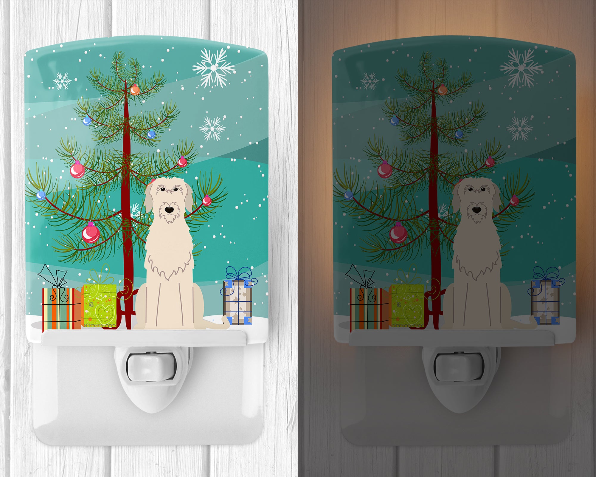 Merry Christmas Tree Irish Wolfhound Ceramic Night Light BB4190CNL - the-store.com