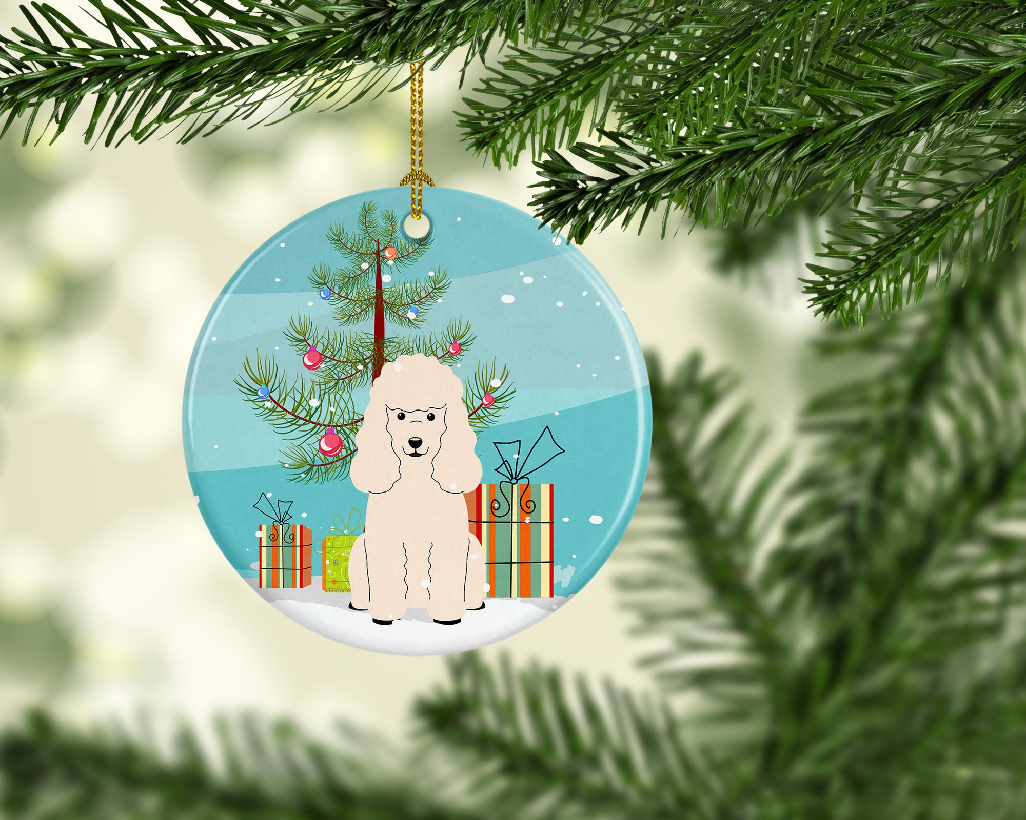 Merry Christmas Tree Poodle White Ceramic Ornament BB4195CO1 - the-store.com