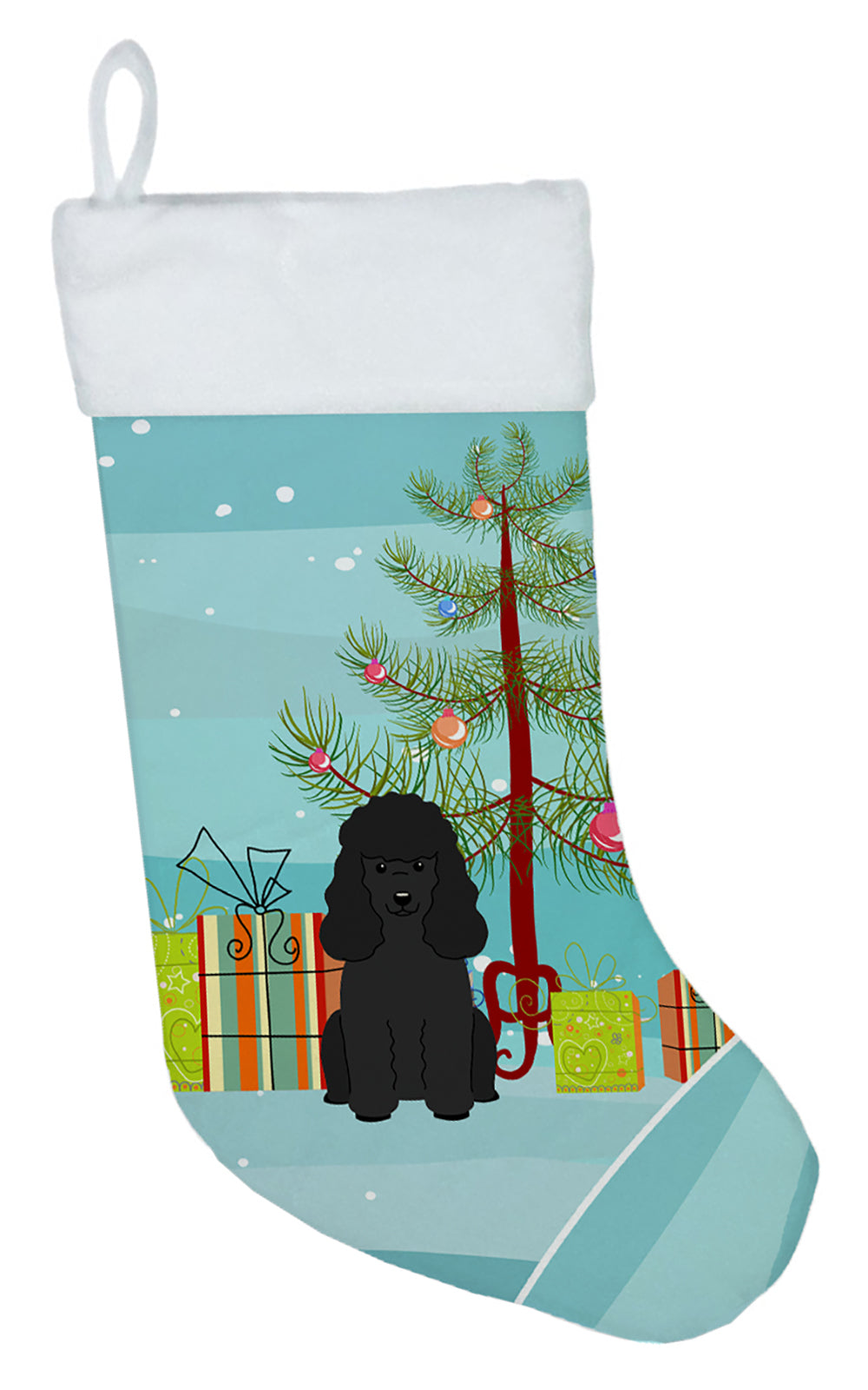Merry Christmas Tree Poodle Black Christmas Stocking BB4196CS