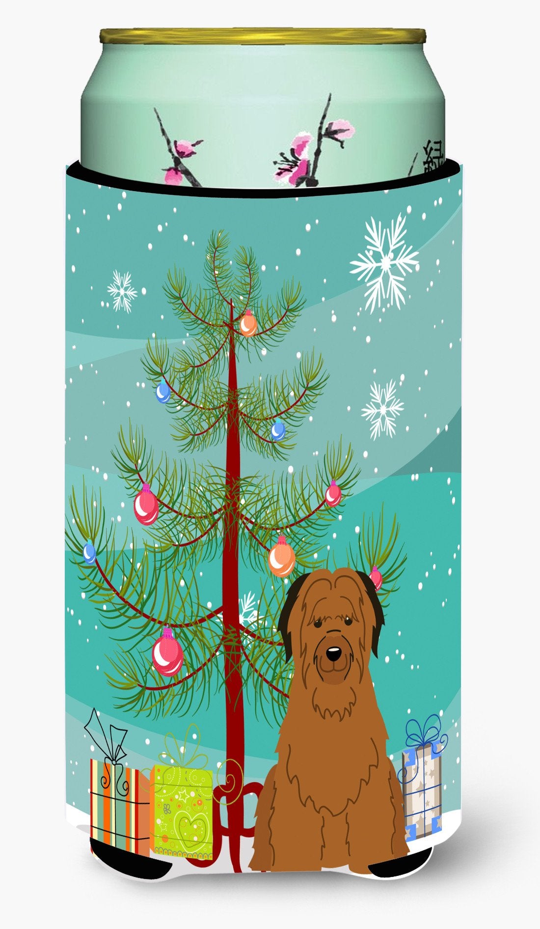 Merry Christmas Tree Briard Brown Tall Boy Beverage Insulator Hugger BB4207TBC by Caroline's Treasures