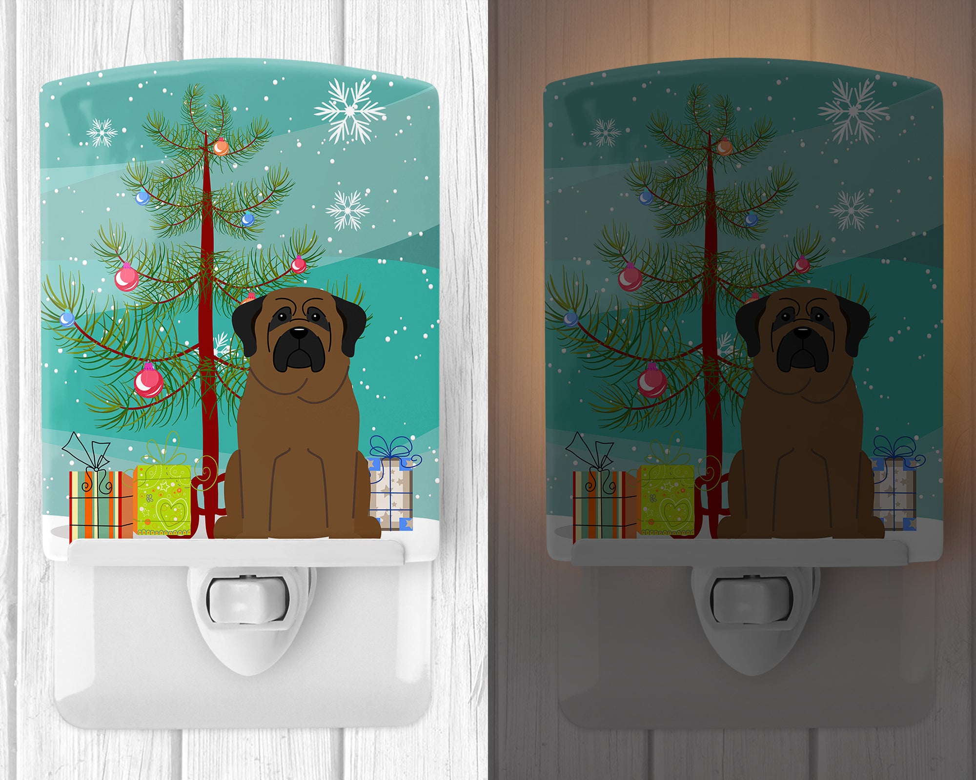 Merry Christmas Tree Bullmastiff Ceramic Night Light BB4209CNL - the-store.com