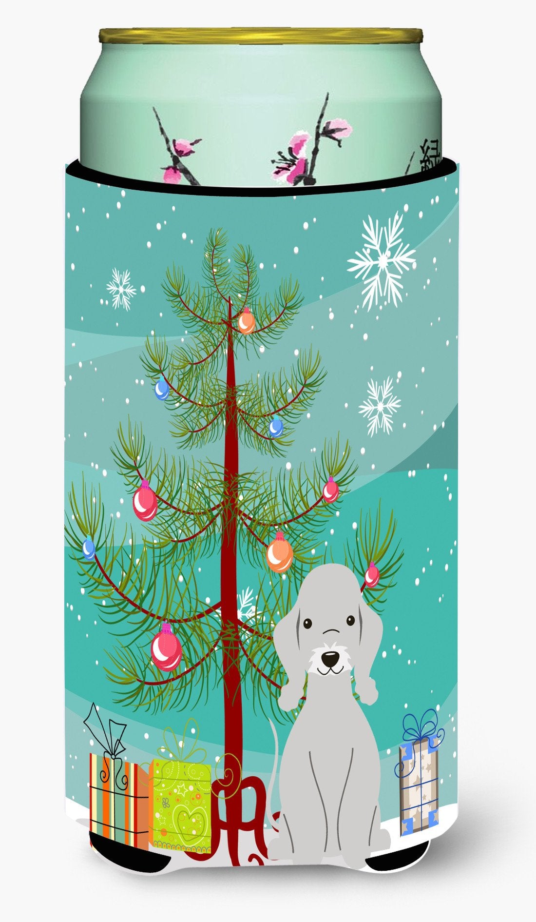 Merry Christmas Tree Bedlington Terrier Blue Tall Boy Beverage Insulator Hugger BB4215TBC by Caroline's Treasures