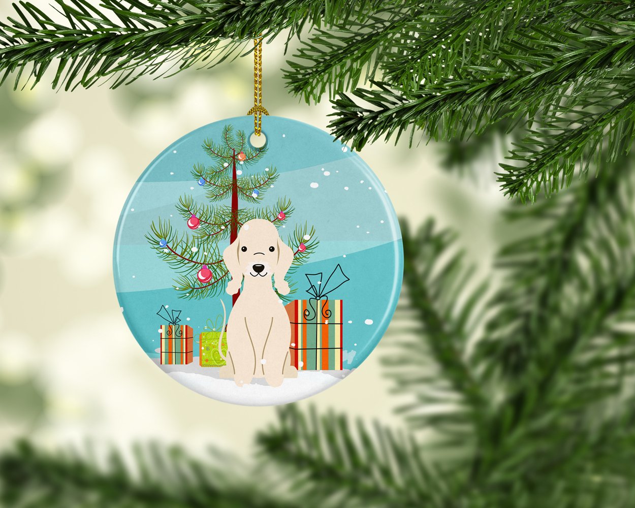 Merry Christmas Tree Bedlington Terrier Sandy Ceramic Ornament BB4216CO1 by Caroline's Treasures
