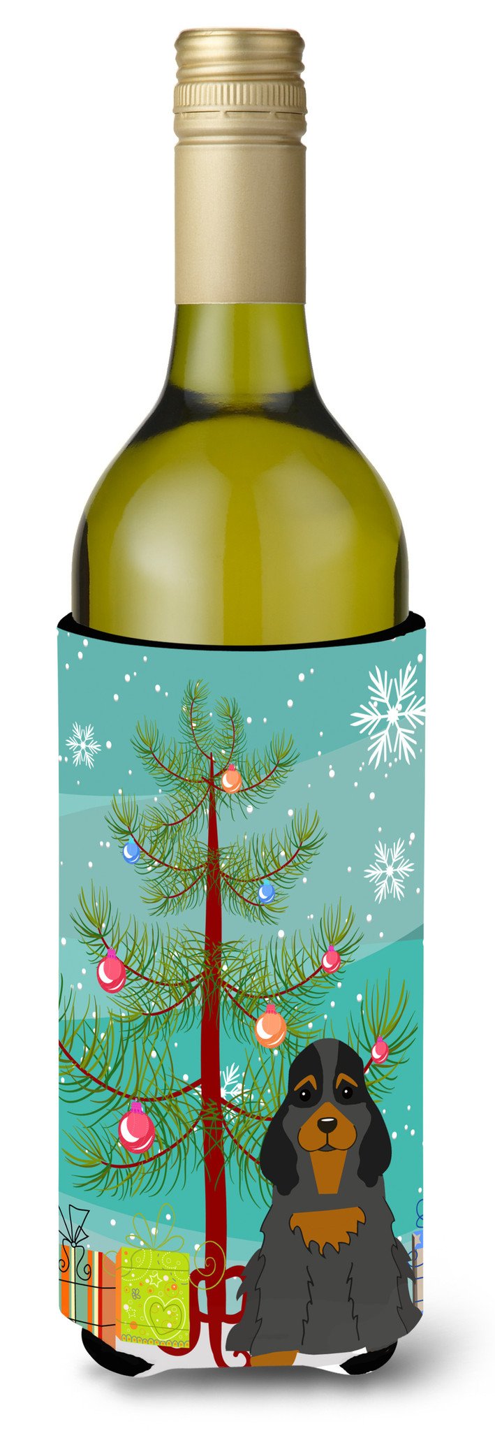 Merry Christmas Tree Cocker Spaniel Black Tan Wine Bottle Beverge Insulator Hugger BB4218LITERK by Caroline's Treasures