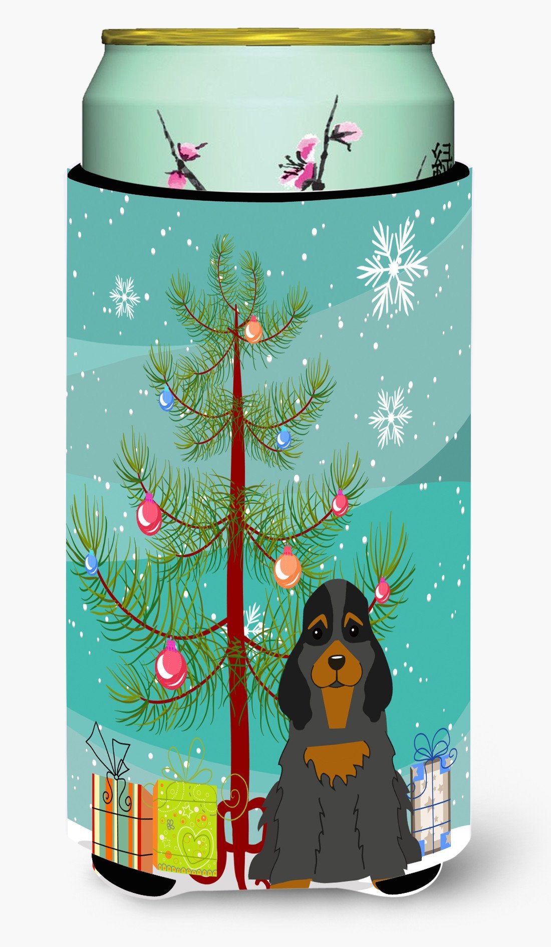 Merry Christmas Tree Cocker Spaniel Black Tan Tall Boy Beverage Insulator Hugger BB4218TBC by Caroline's Treasures