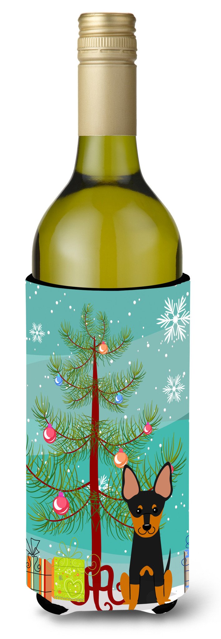 Merry Christmas Tree English Toy Terrier Wine Bottle Beverge Insulator Hugger BB4234LITERK by Caroline's Treasures
