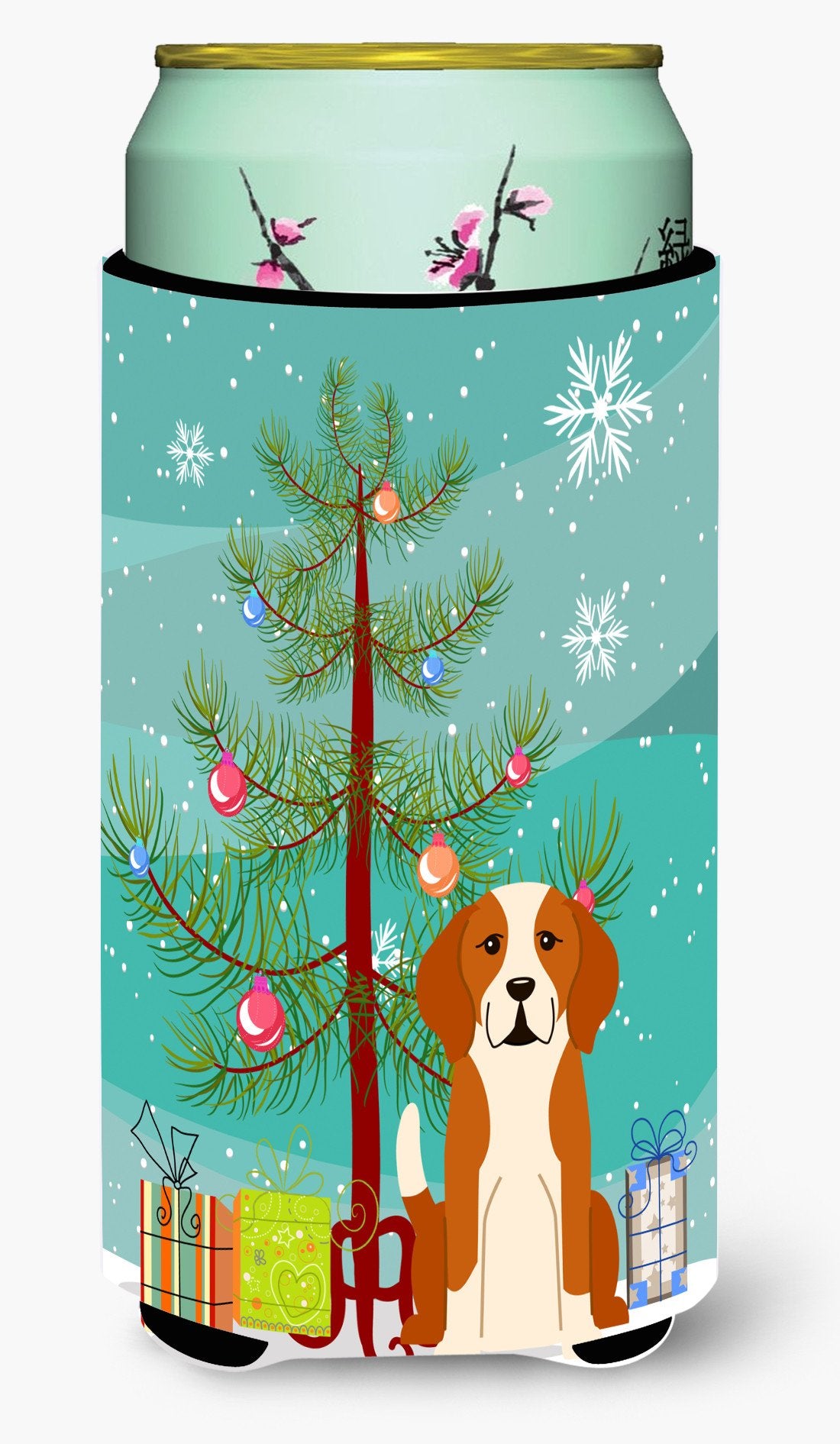 Merry Christmas Tree English Foxhound Tall Boy Beverage Insulator Hugger BB4235TBC by Caroline's Treasures