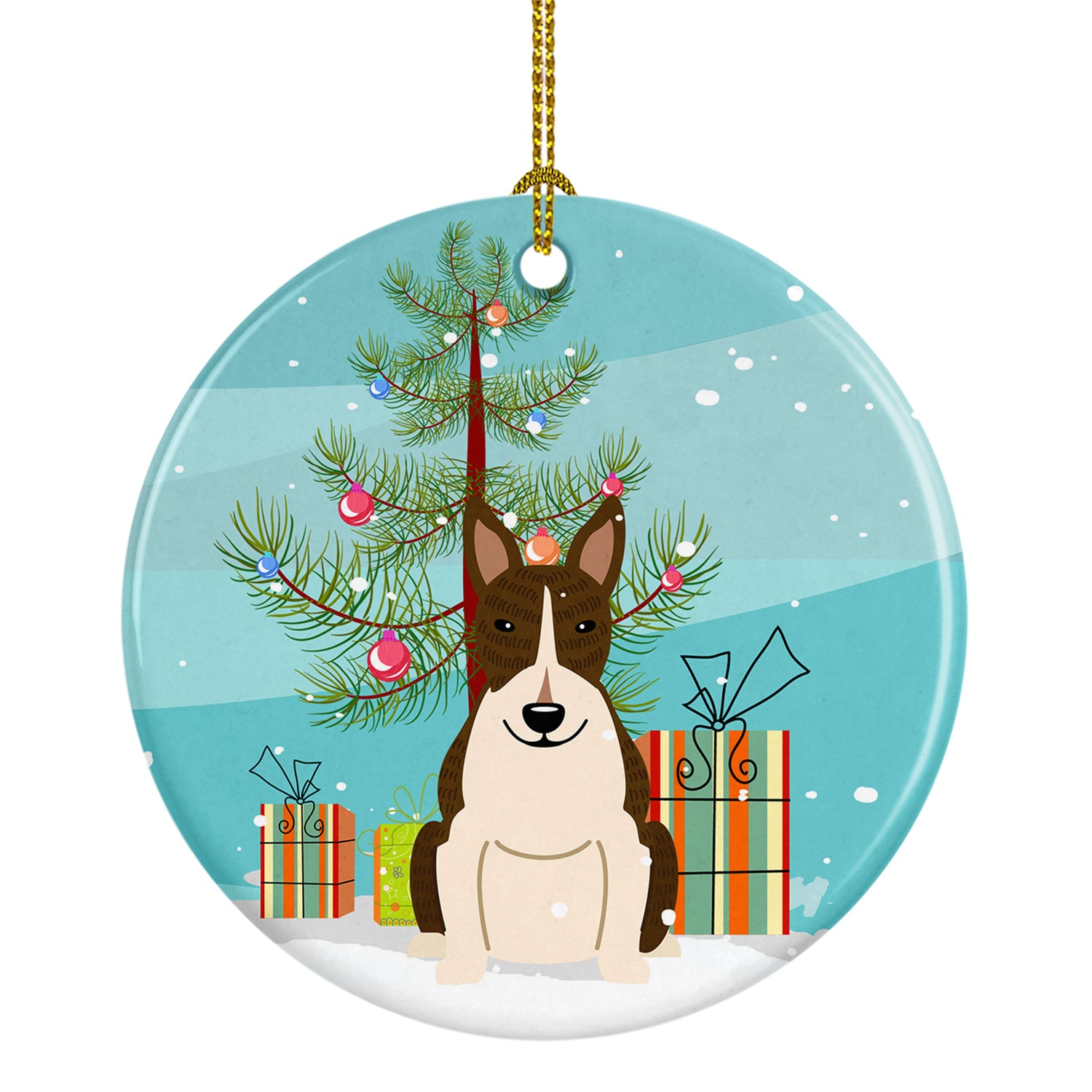 Merry Christmas Tree Bull Terrier Dark Brindle Ceramic Ornament BB4261CO1 - the-store.com