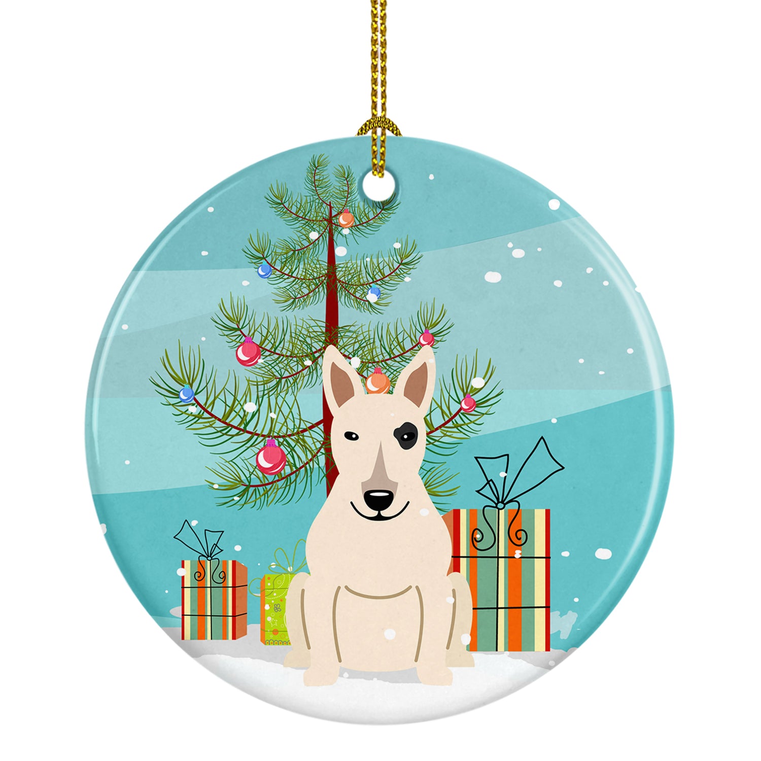 Merry Christmas Tree Bull Terrier White Ceramic Ornament BB4263CO1 - the-store.com