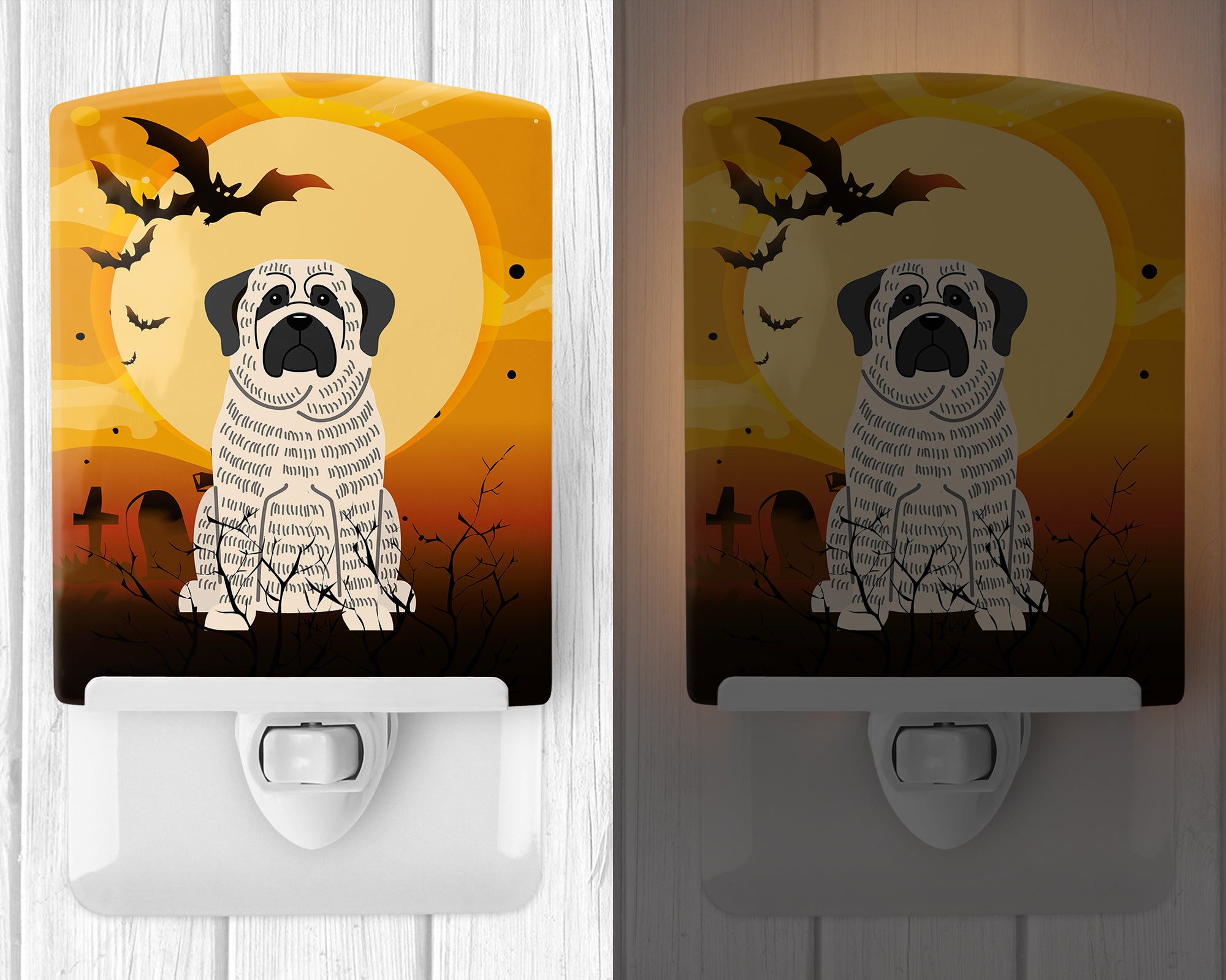 Halloween Mastiff Brindle White Ceramic Night Light BB4282CNL - the-store.com