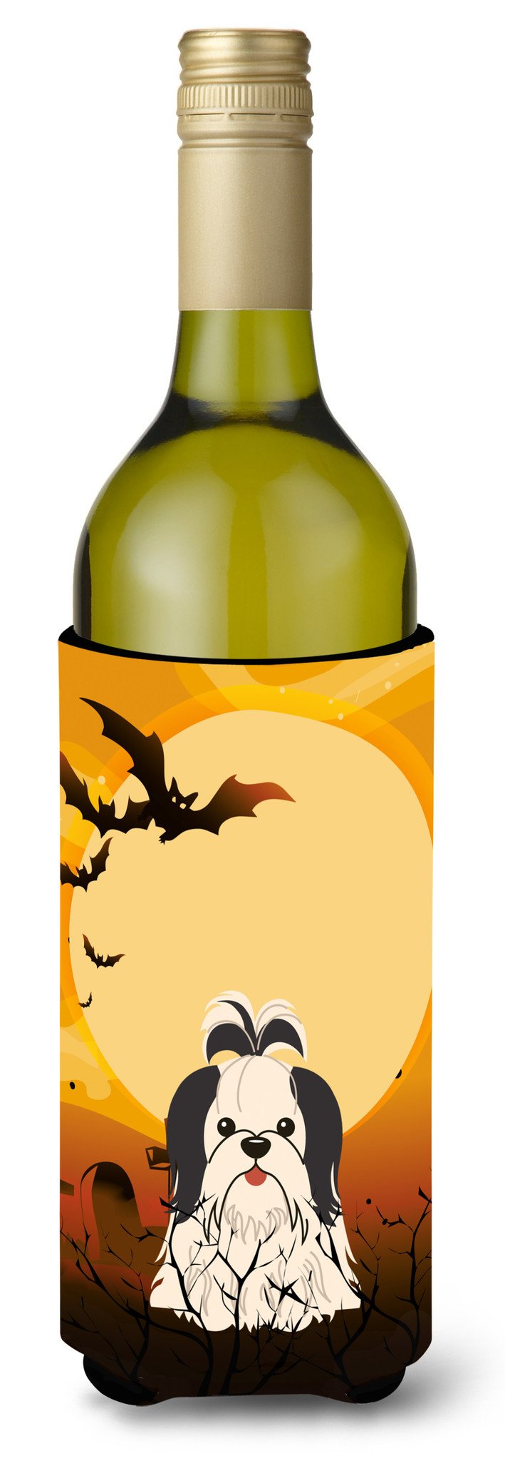 Halloween Shih Tzu Black White Wine Bottle Beverge Insulator Hugger BB4354LITERK by Caroline's Treasures