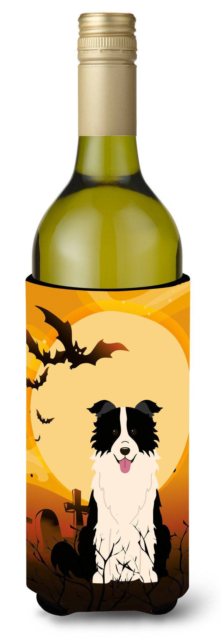 Halloween Border Collie Black White Wine Bottle Beverge Insulator Hugger BB4384LITERK by Caroline's Treasures