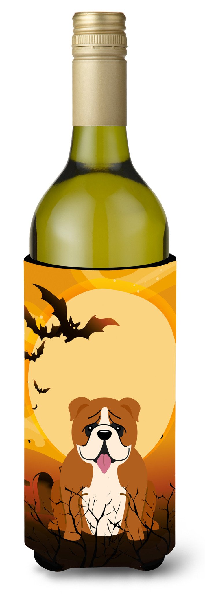 Halloween English Bulldog Red White Wine Bottle Beverge Insulator Hugger BB4386LITERK by Caroline's Treasures