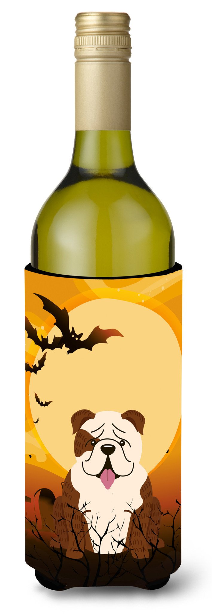 Halloween English Bulldog Brindle White Wine Bottle Beverge Insulator Hugger BB4387LITERK by Caroline's Treasures