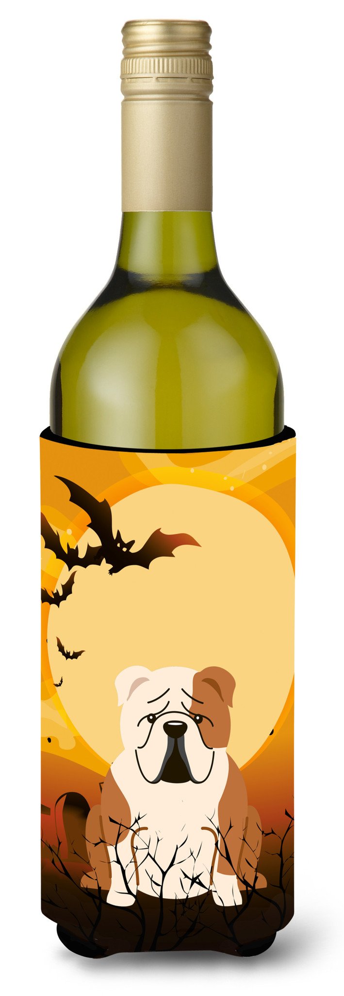 Halloween English Bulldog Fawn White Wine Bottle Beverge Insulator Hugger BB4391LITERK by Caroline's Treasures