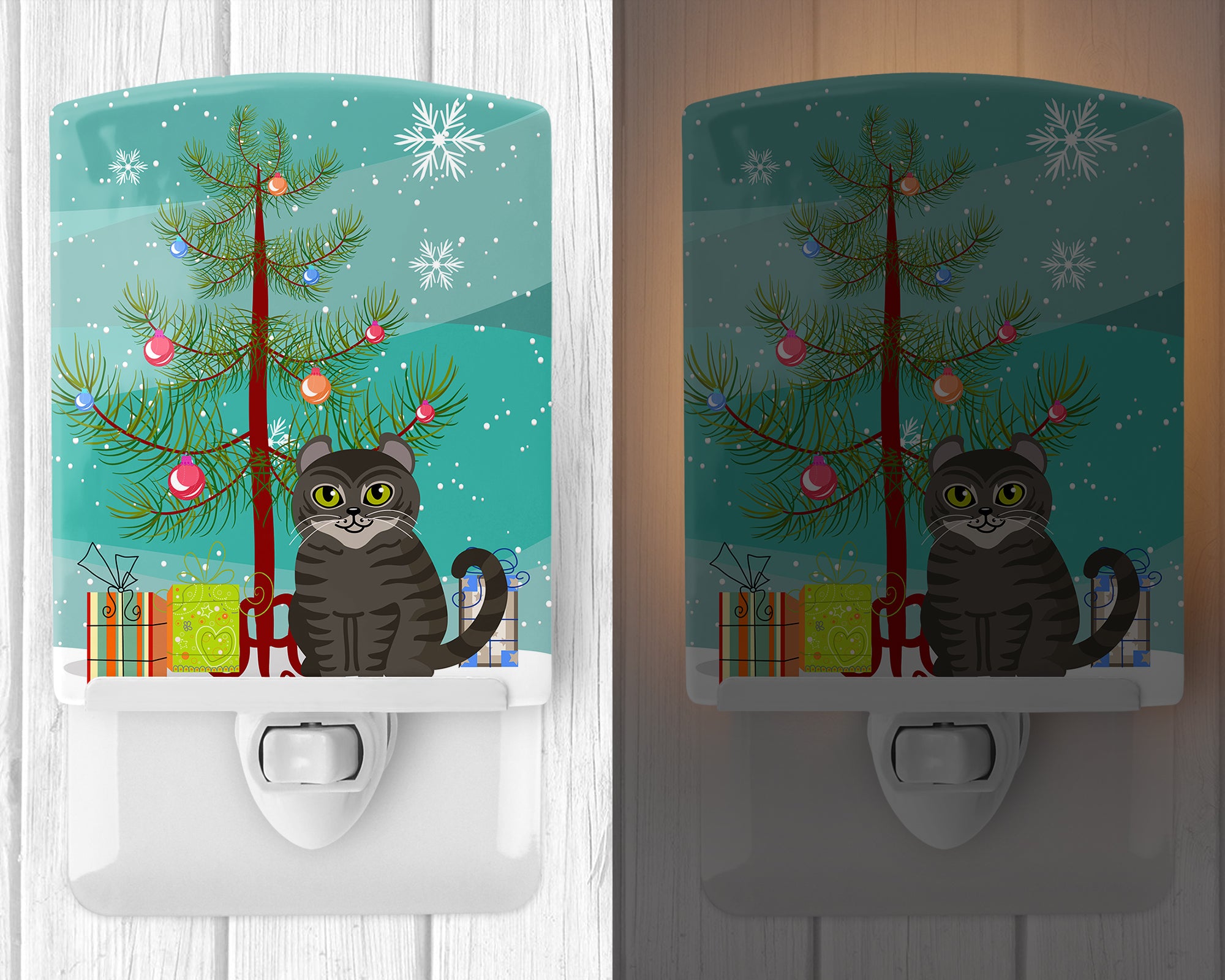 American Curl Cat Merry Christmas Tree Ceramic Night Light BB4412CNL - the-store.com