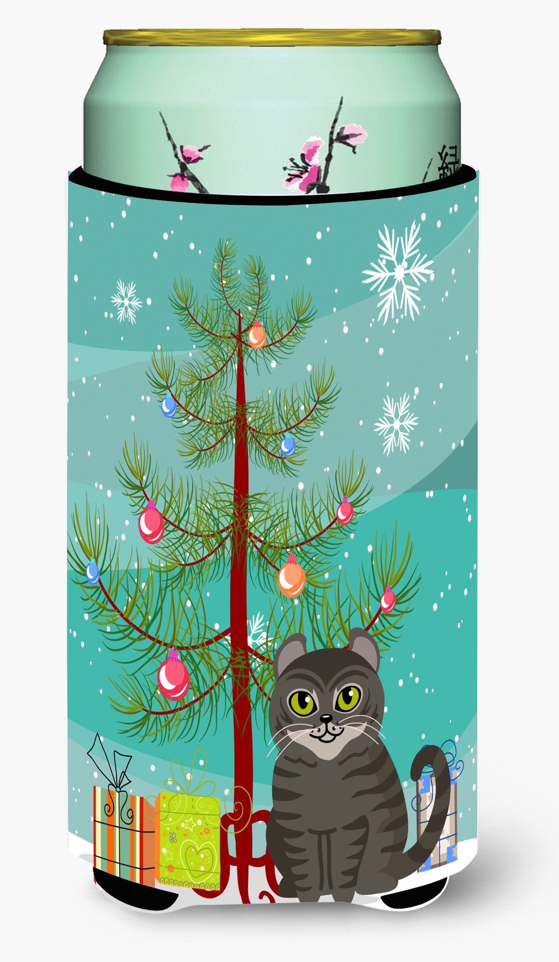 American Curl Cat Merry Christmas Tree Tall Boy Beverage Insulator Hugger BB4412TBC by Caroline's Treasures