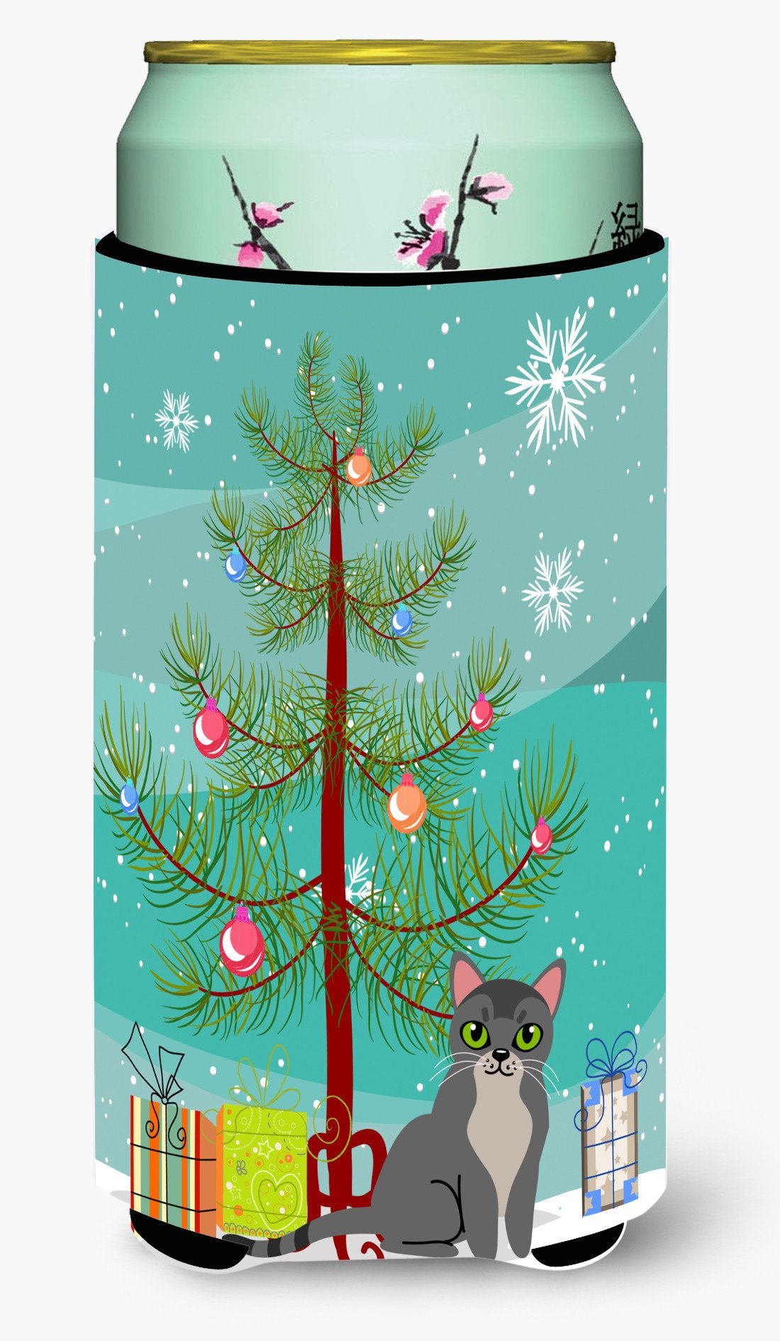 Asian Cat Merry Christmas Tree Tall Boy Beverage Insulator Hugger BB4414TBC by Caroline's Treasures