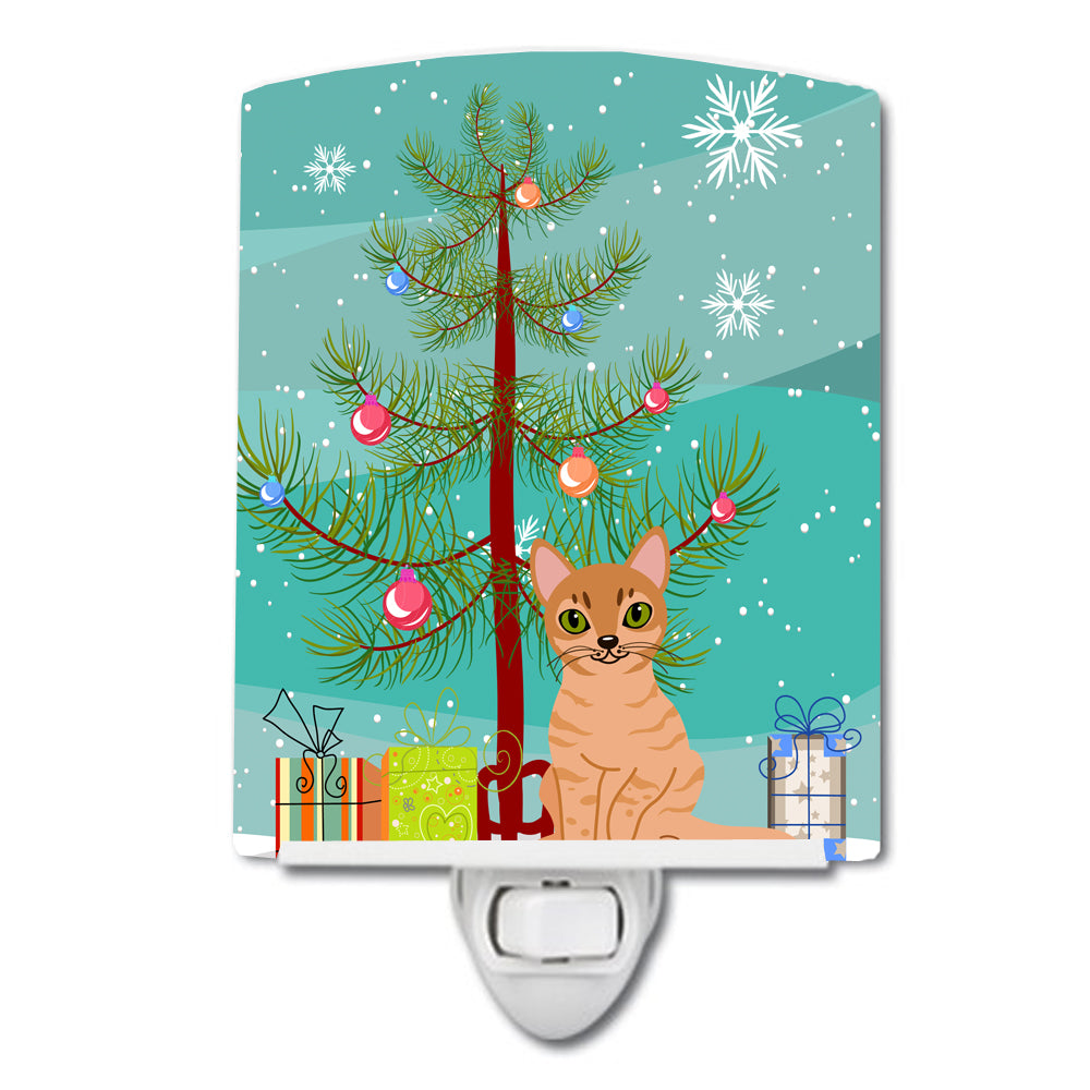 Australian Mist Cat Merry Christmas Tree Ceramic Night Light BB4415CNL - the-store.com