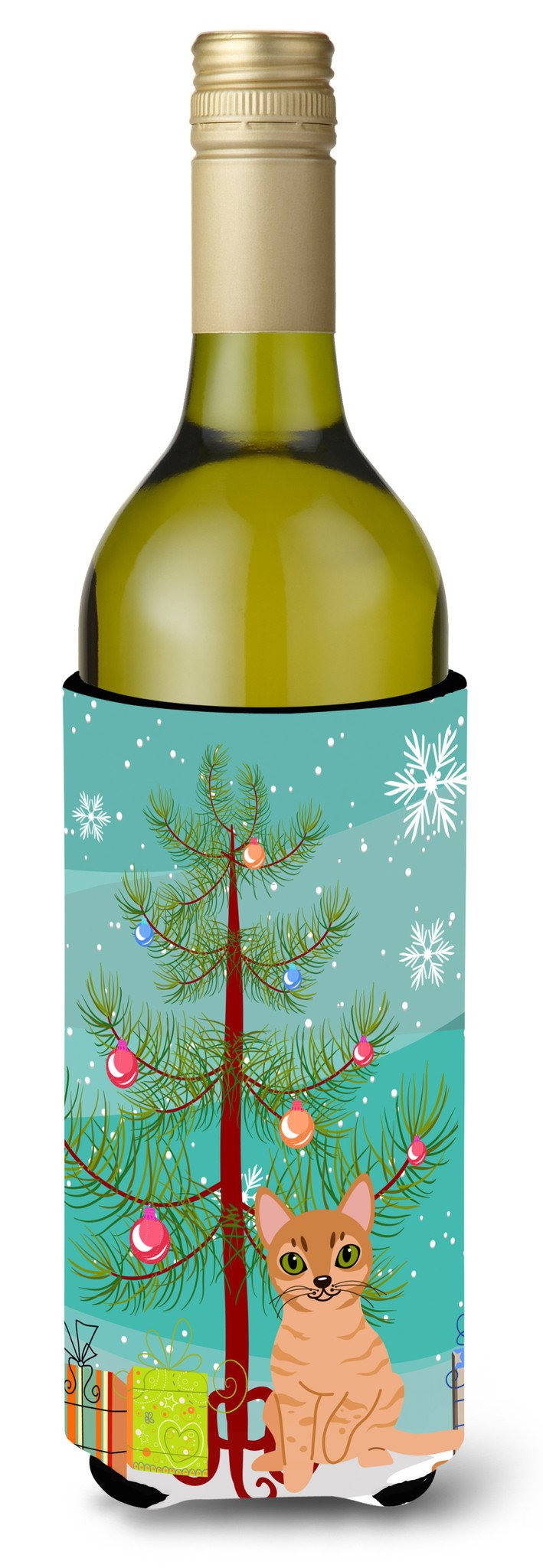 Australian Mist Cat Merry Christmas Tree Wine Bottle Beverge Insulator Hugger BB4415LITERK by Caroline's Treasures