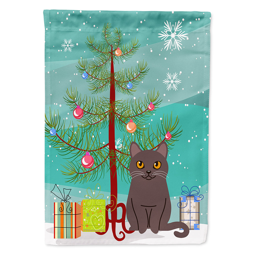 Chartreux Cat Merry Christmas Tree Flag Canvas House Size BB4418CHF