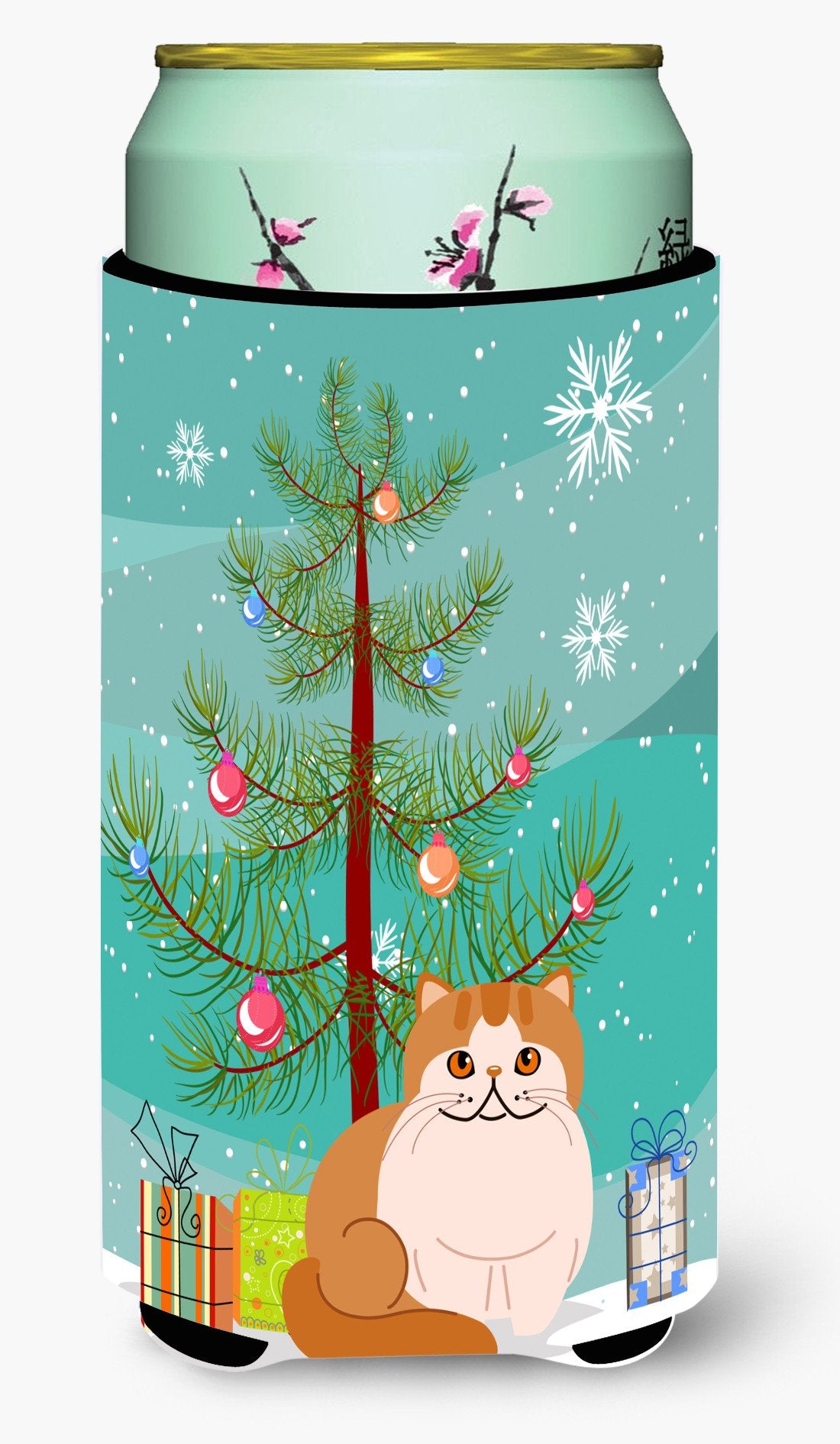 Exotic Shorthair Cat Merry Christmas Tree Tall Boy Beverage Insulator Hugger BB4419TBC by Caroline's Treasures
