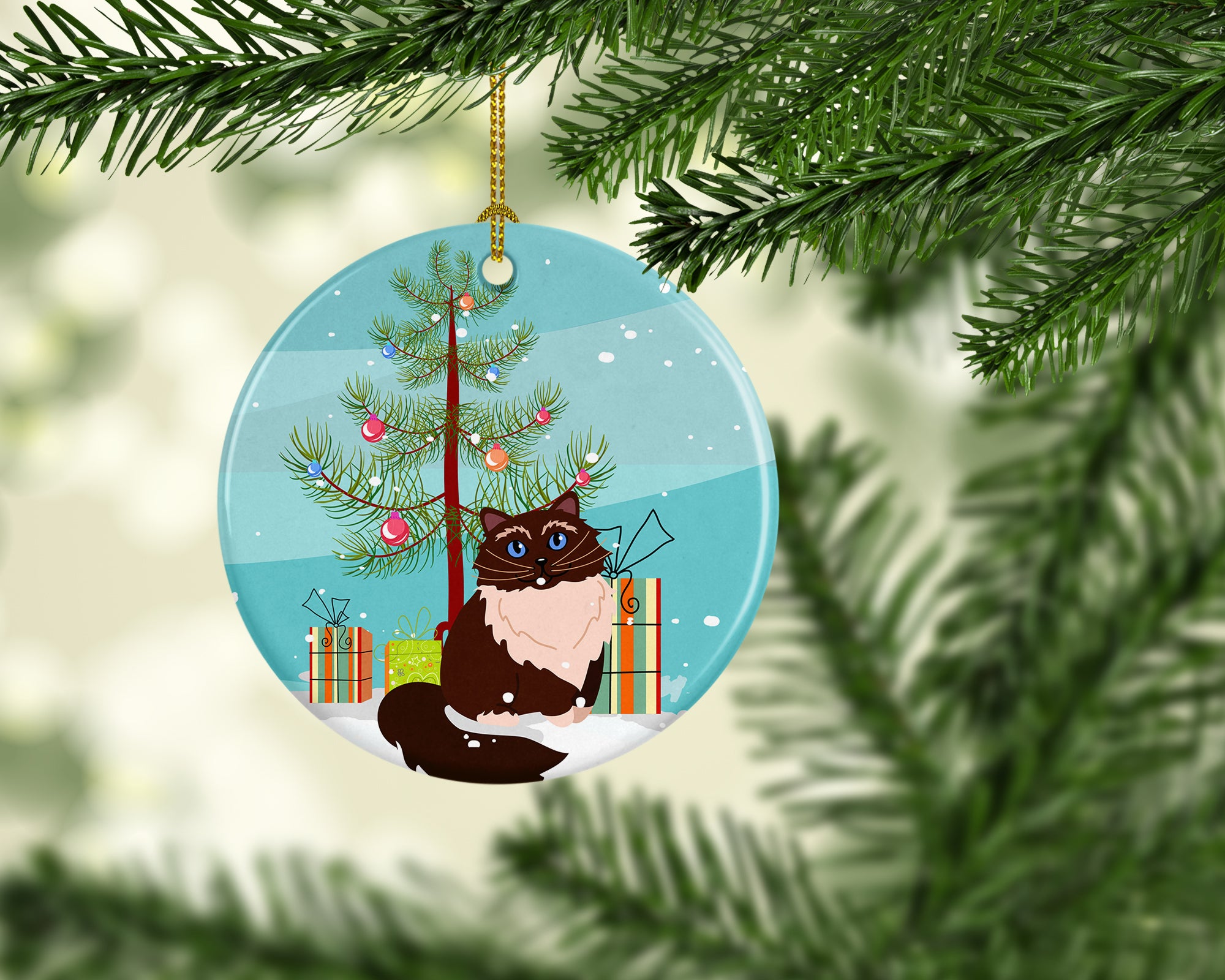Himalayan Cat Merry Christmas Tree Ceramic Ornament BB4421CO1 - the-store.com