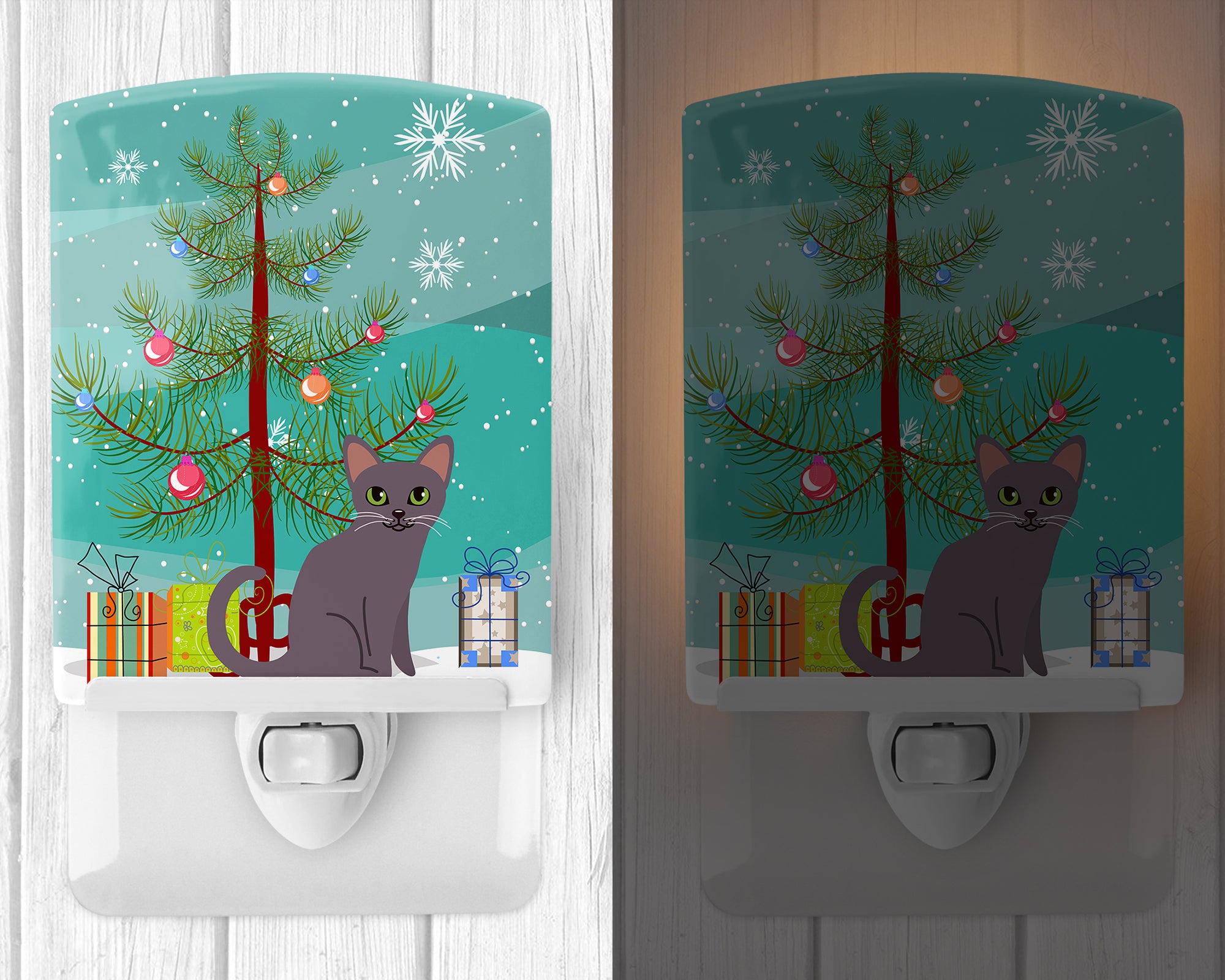 Korat Cat Merry Christmas Tree Ceramic Night Light BB4422CNL - the-store.com