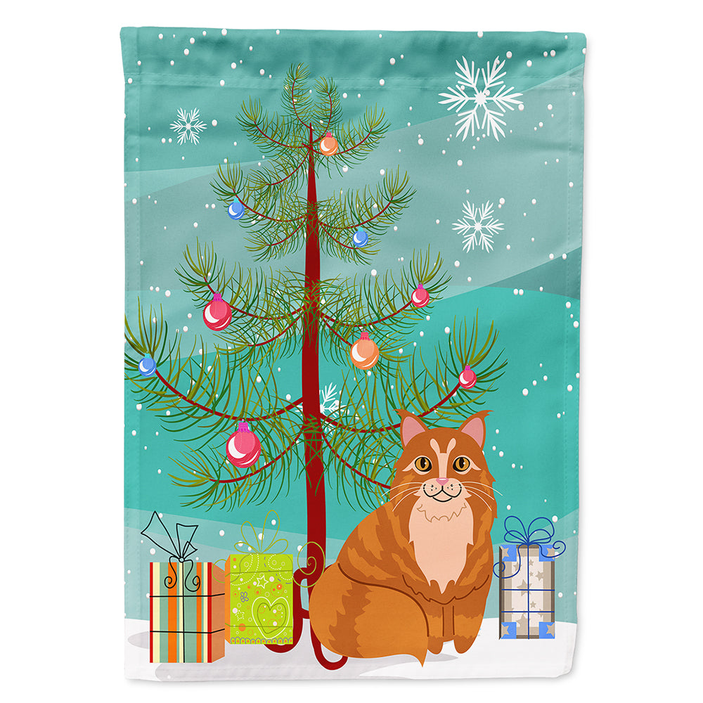 Maine Coon Cat Merry Christmas Tree Flag Canvas House Size BB4423CHF