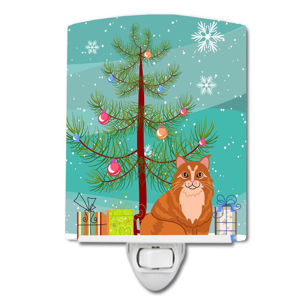 Maine Coon Cat Merry Christmas Tree Ceramic Night Light BB4423CNL - the-store.com