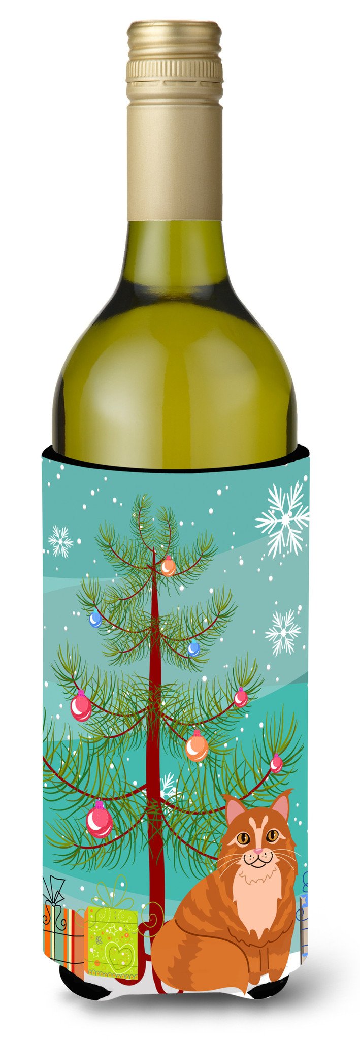 Maine Coon Cat Merry Christmas Tree Wine Bottle Beverge Insulator Hugger BB4423LITERK by Caroline's Treasures
