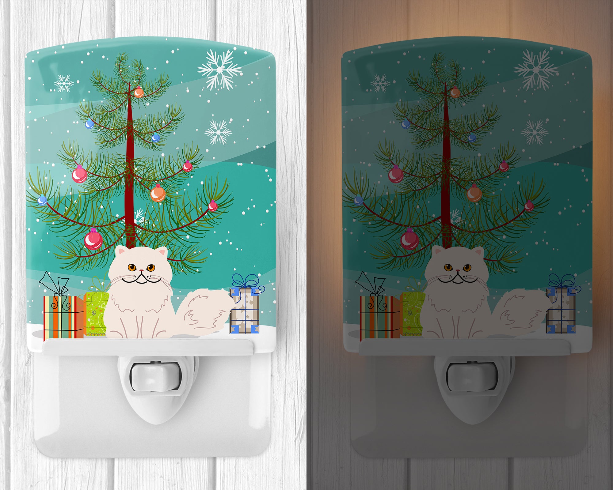 Persian Cat Merry Christmas Tree Ceramic Night Light BB4425CNL - the-store.com