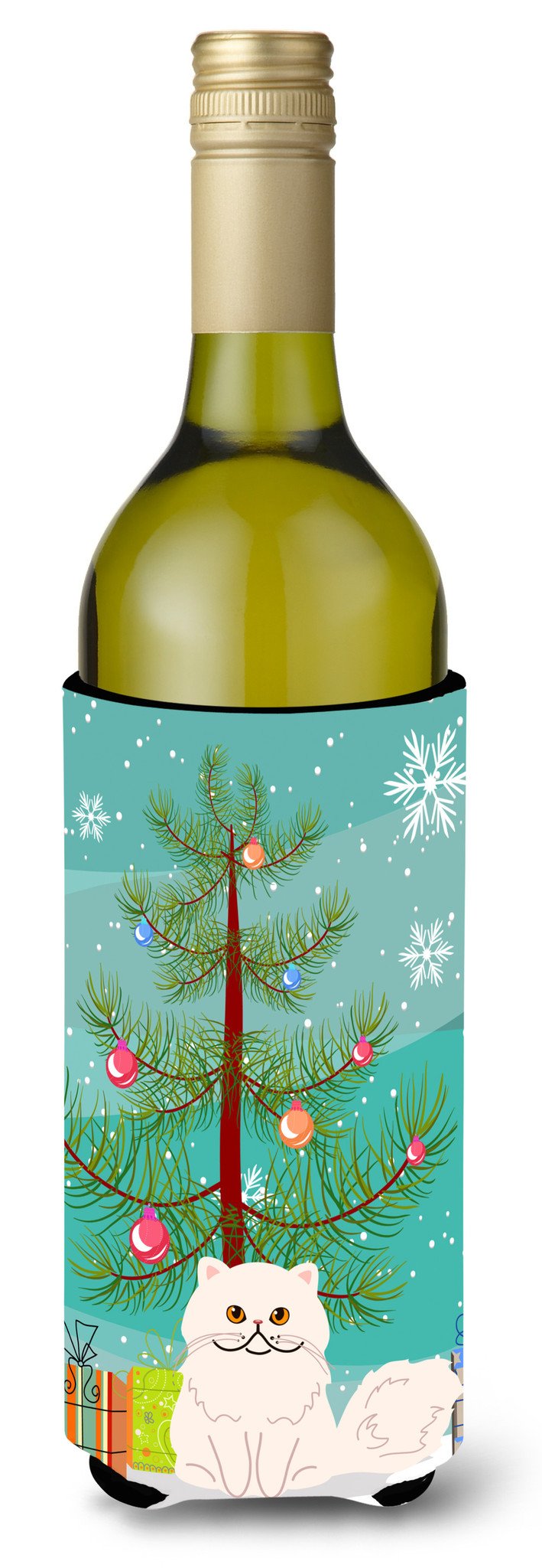 Persian Cat Merry Christmas Tree Wine Bottle Beverge Insulator Hugger BB4425LITERK by Caroline's Treasures