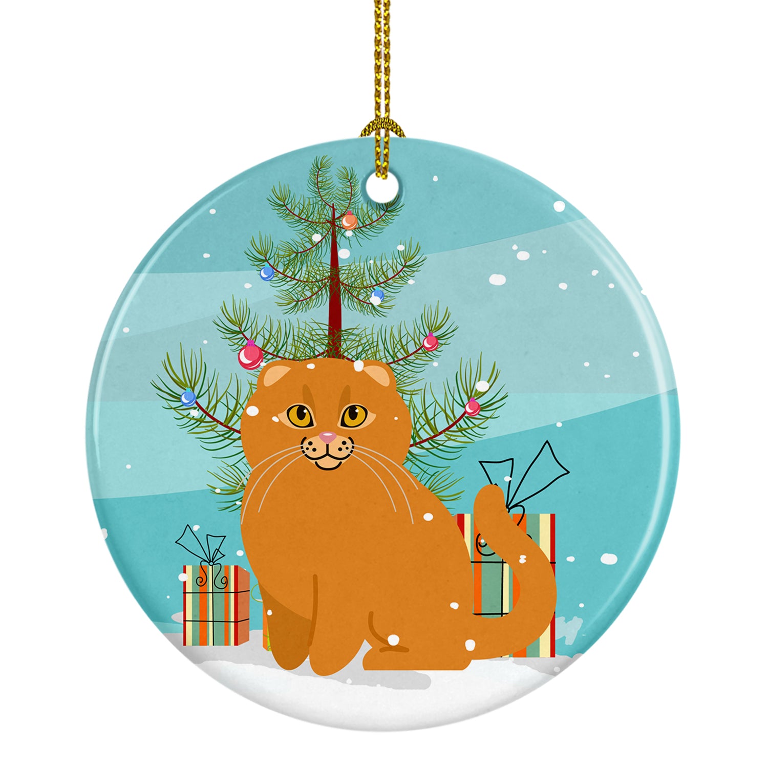 Scottish Fold Cat Merry Christmas Tree Ceramic Ornament BB4428CO1 - the-store.com