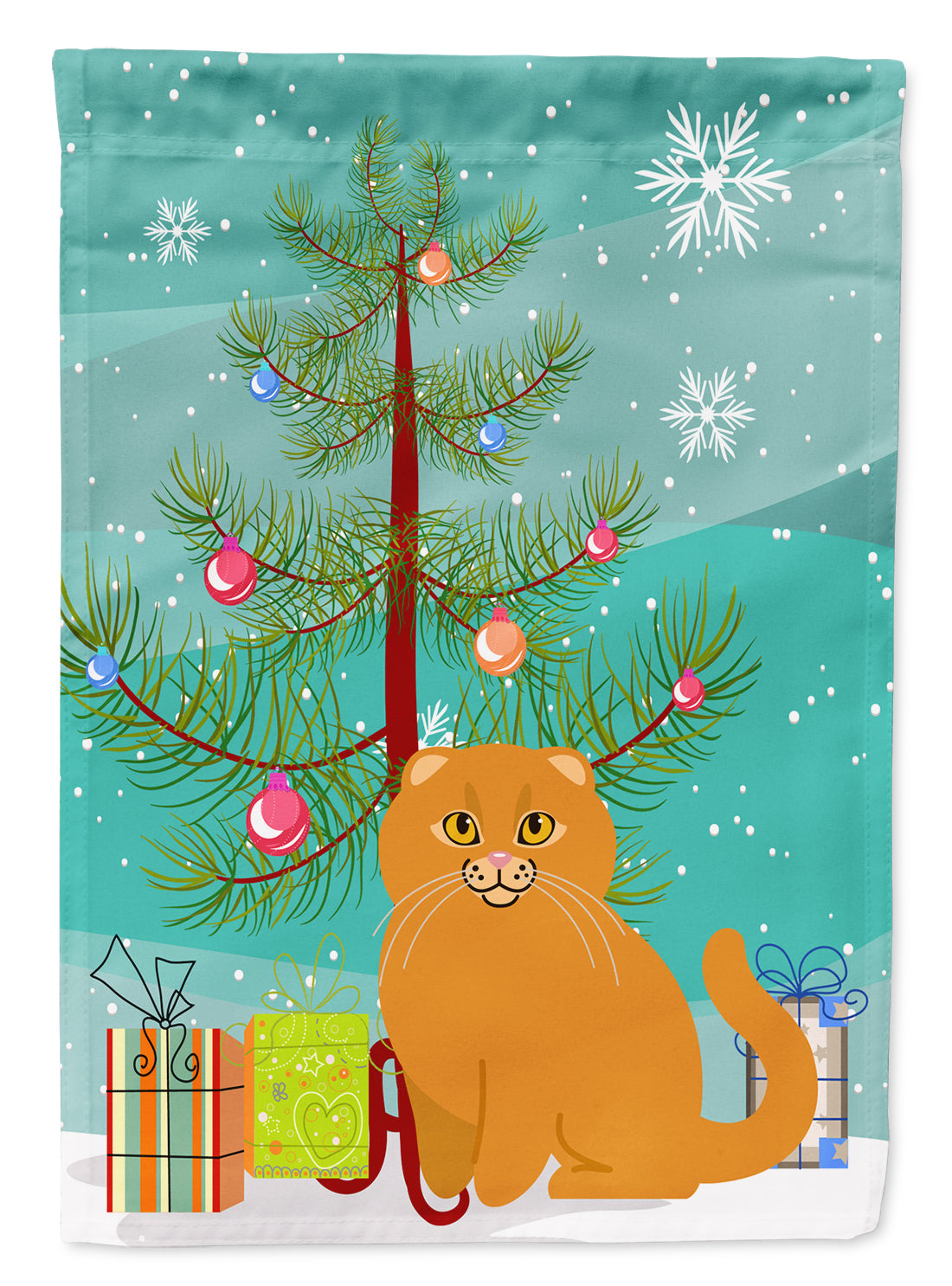 Scottish Fold Cat Merry Christmas Tree Flag Garden Size BB4428GF