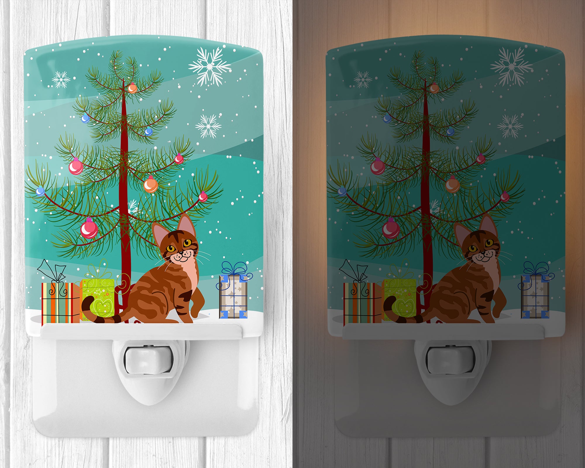Sokoke Cat Merry Christmas Tree Ceramic Night Light BB4431CNL - the-store.com