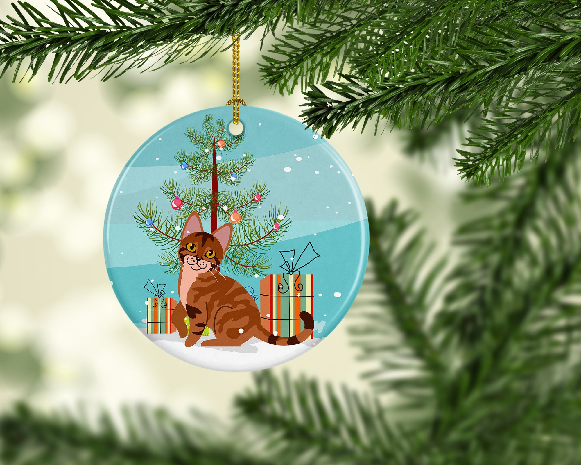 Sokoke Cat Merry Christmas Tree Ceramic Ornament BB4431CO1 - the-store.com