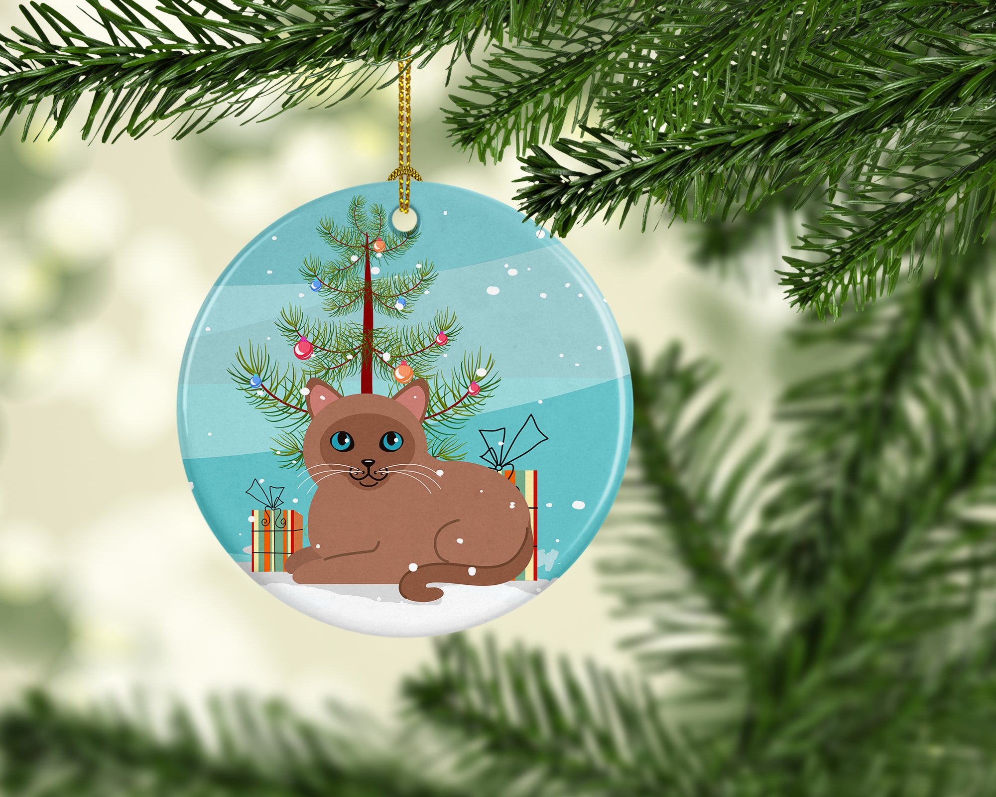 Tonkinese Cat Merry Christmas Tree Ceramic Ornament BB4433CO1 - the-store.com
