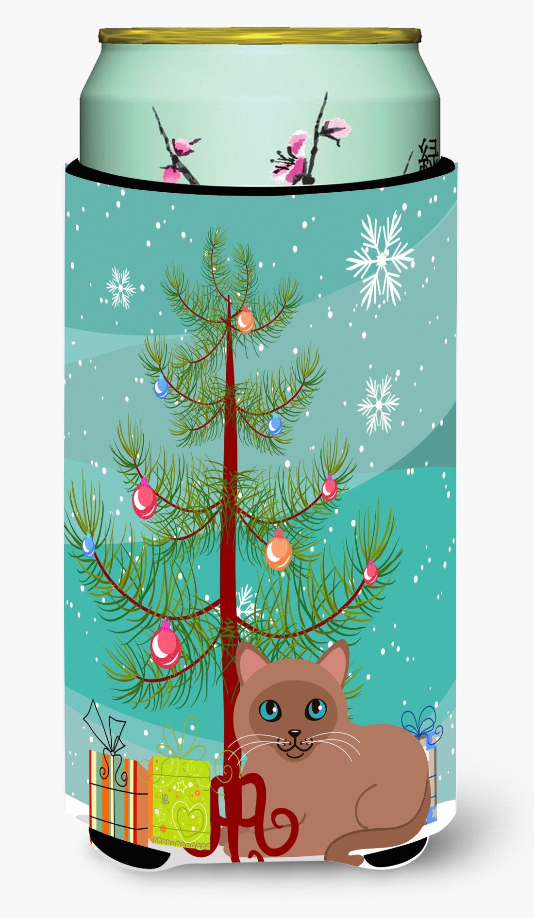 Tonkinese Cat Merry Christmas Tree Tall Boy Beverage Insulator Hugger BB4433TBC by Caroline's Treasures