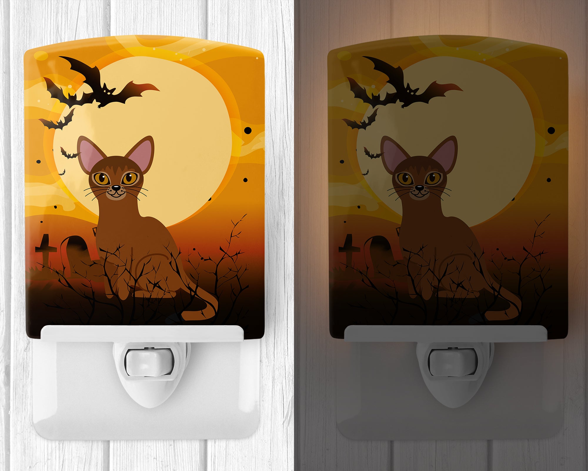 Halloween Abyssinian Cat Ceramic Night Light BB4436CNL - the-store.com