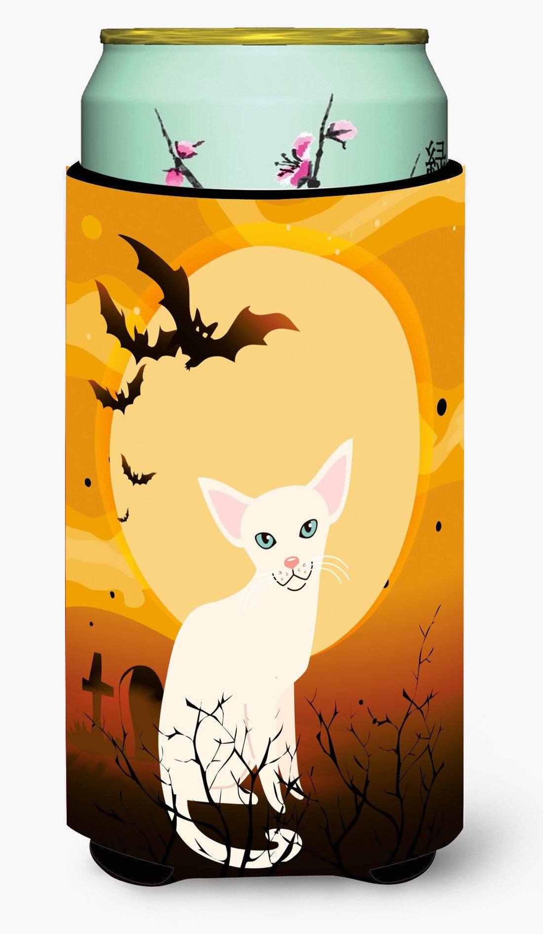 Halloween Foreign White Cat Tall Boy Beverage Insulator Hugger BB4445TBC by Caroline&#39;s Treasures
